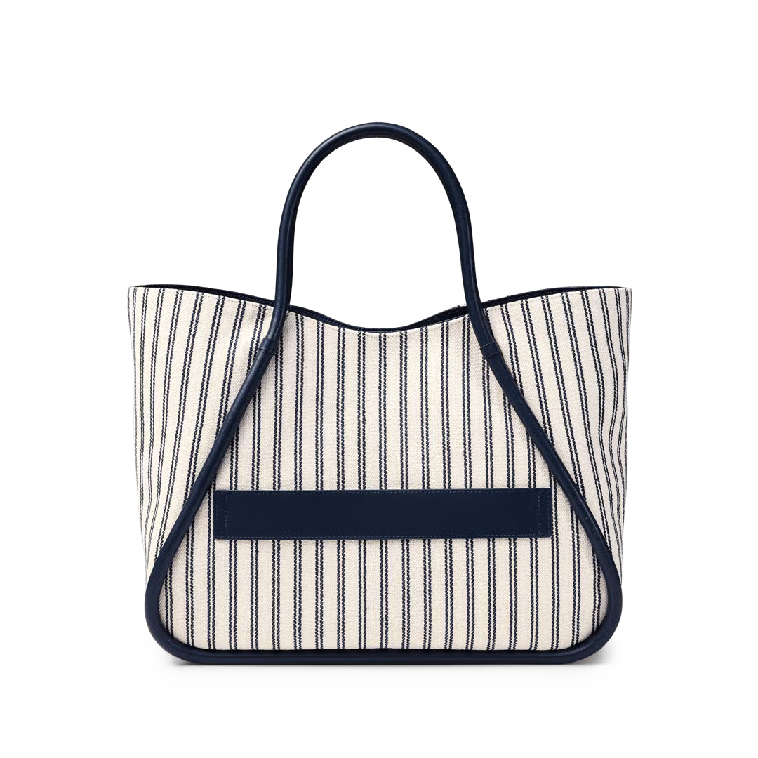 Marina Stripe Tote - Marine Navy