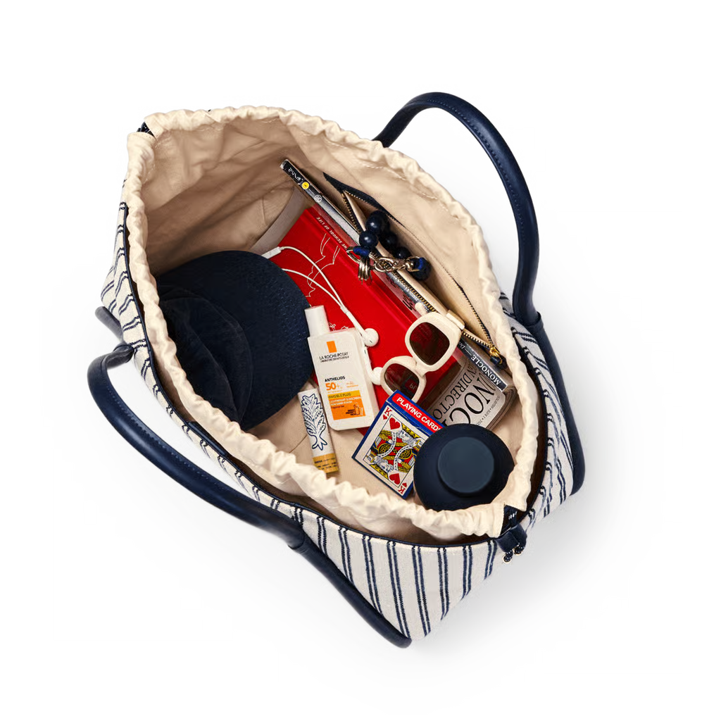 Marina Stripe Tote - Marine Navy