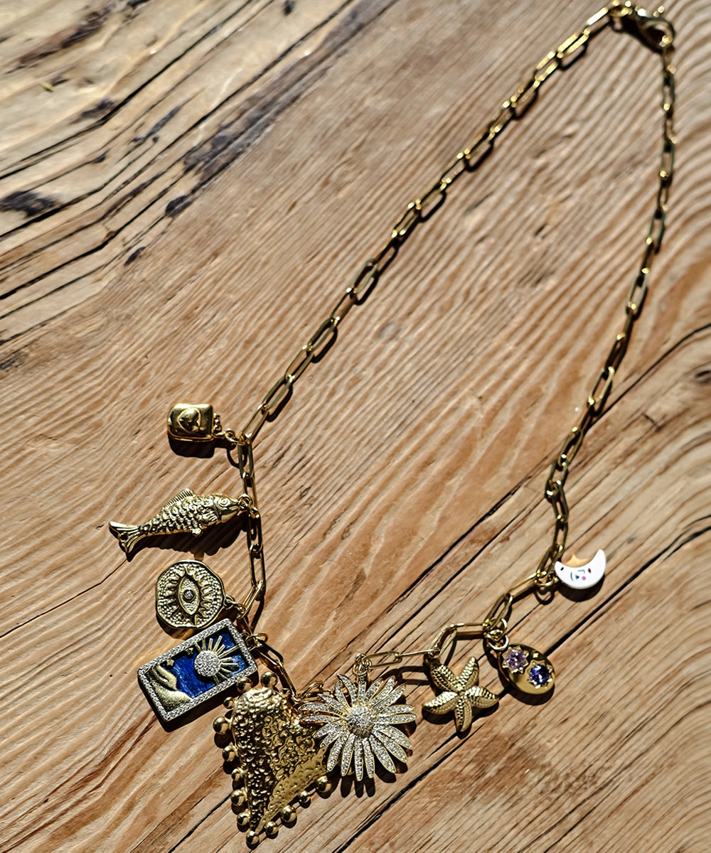 PVD Gold Plated Stainless Steel Charm Necklace