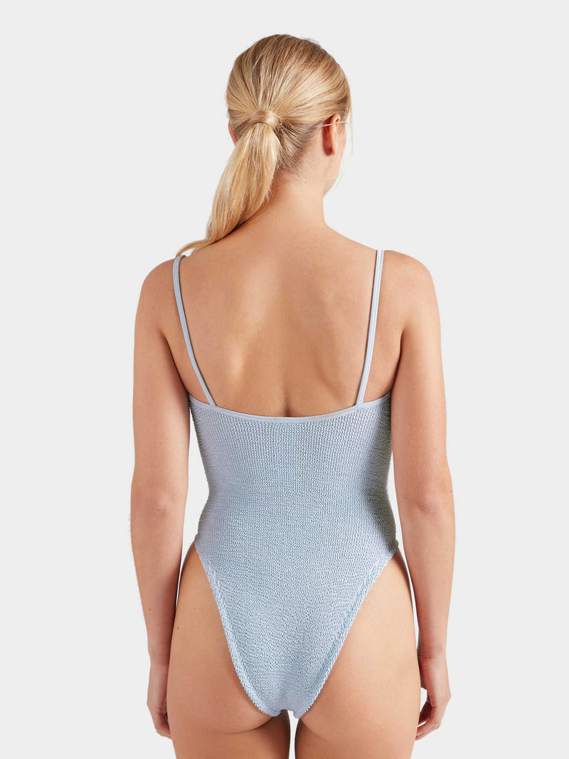 Mia Beaded Swimsuit Metallic Ice Blue