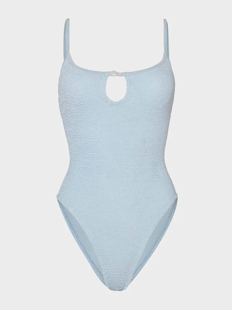 Mia Beaded Swimsuit Metallic Ice Blue