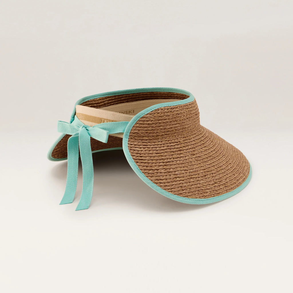 Mita Raffia Braid Visor Nougat/Aqua