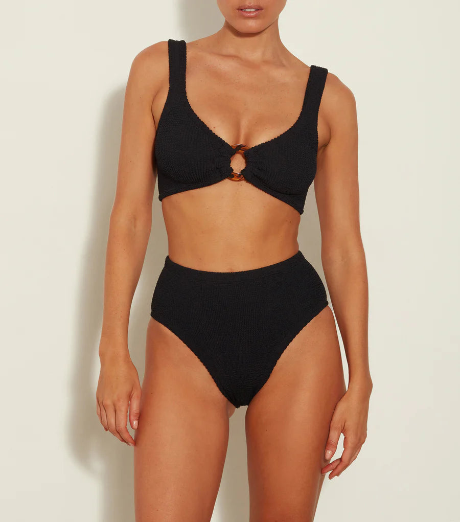 HUNZA G Nadine Bikini Crinkle Black | Halcyon Atelier