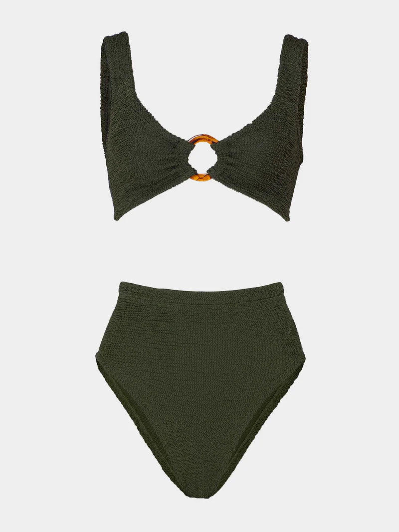 Nadine Bikini Crinkle Metallic Khaki