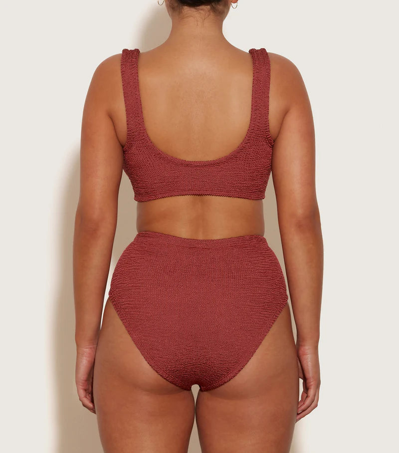 Nadine Bikini With Tonal Hoops Metallic Rosewood