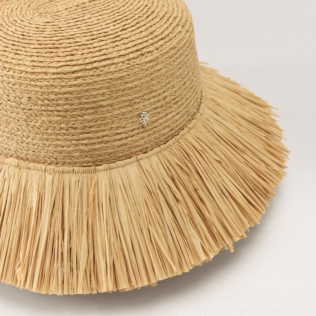 Tate Raffia Fringe Bucket Hat Natural