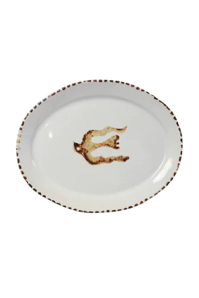Oval Plate Large - Brown Bird