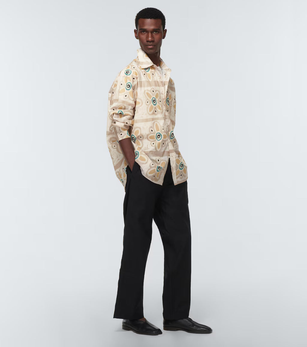 Relaxed Cotton Shirt - Painted Floral Stripe