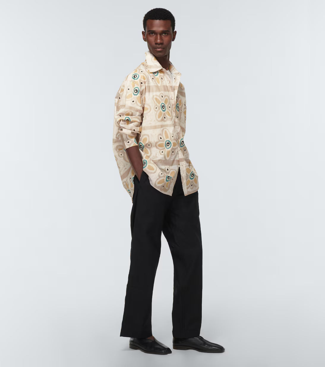 Relaxed Cotton Shirt - Painted Floral Stripe