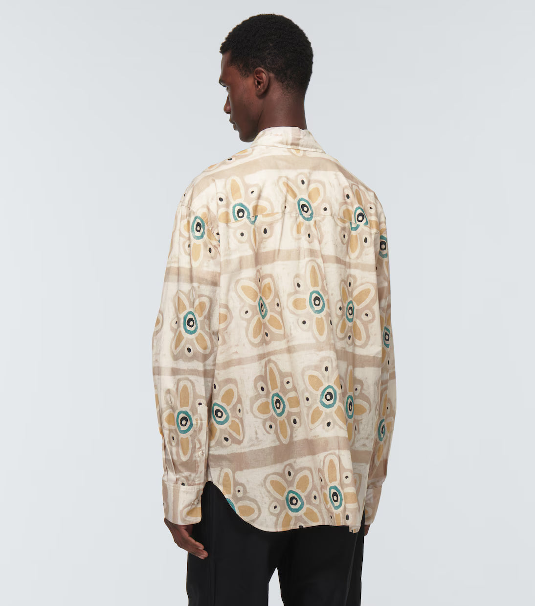 Relaxed Cotton Shirt - Painted Floral Stripe