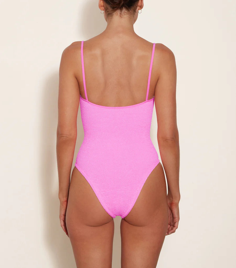 HUNZA G Pamela Swim Crinkle Bubblegum | Halcyon Atelier