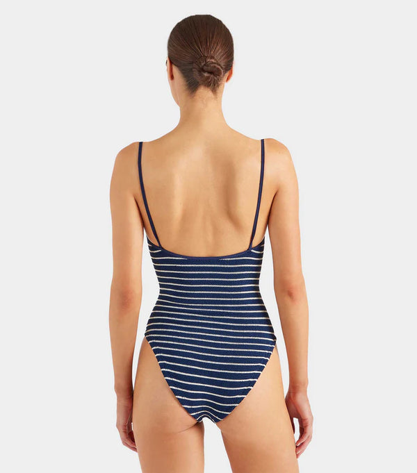 Pamela Stripe Swim Crinkle Navy/White