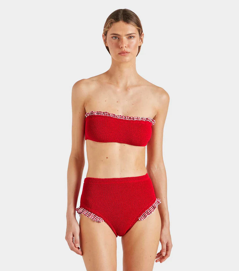 Peggy Crinkle Bikini Red Gingham