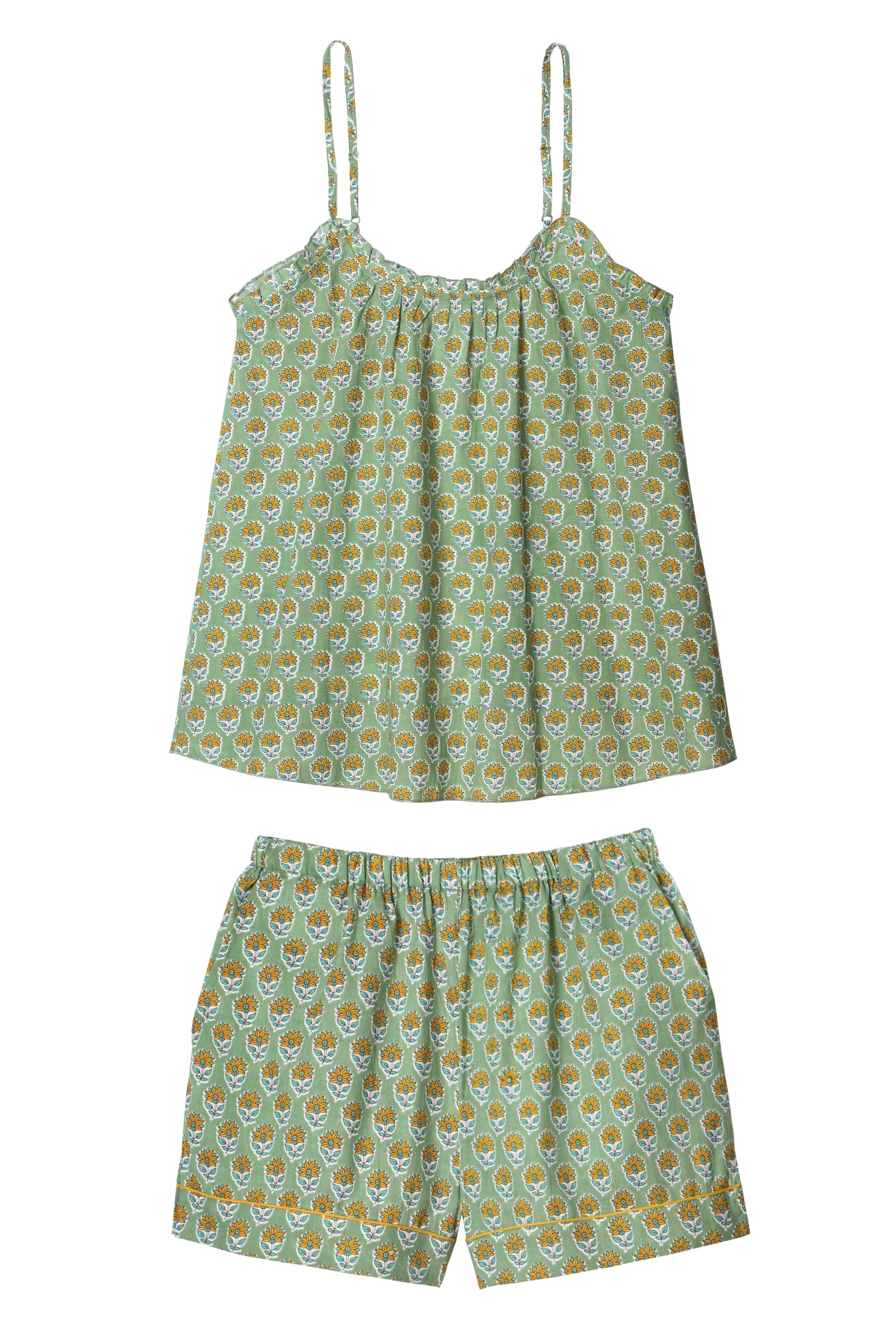 Hortense Short Cotton Pyjamas Jaipur Green