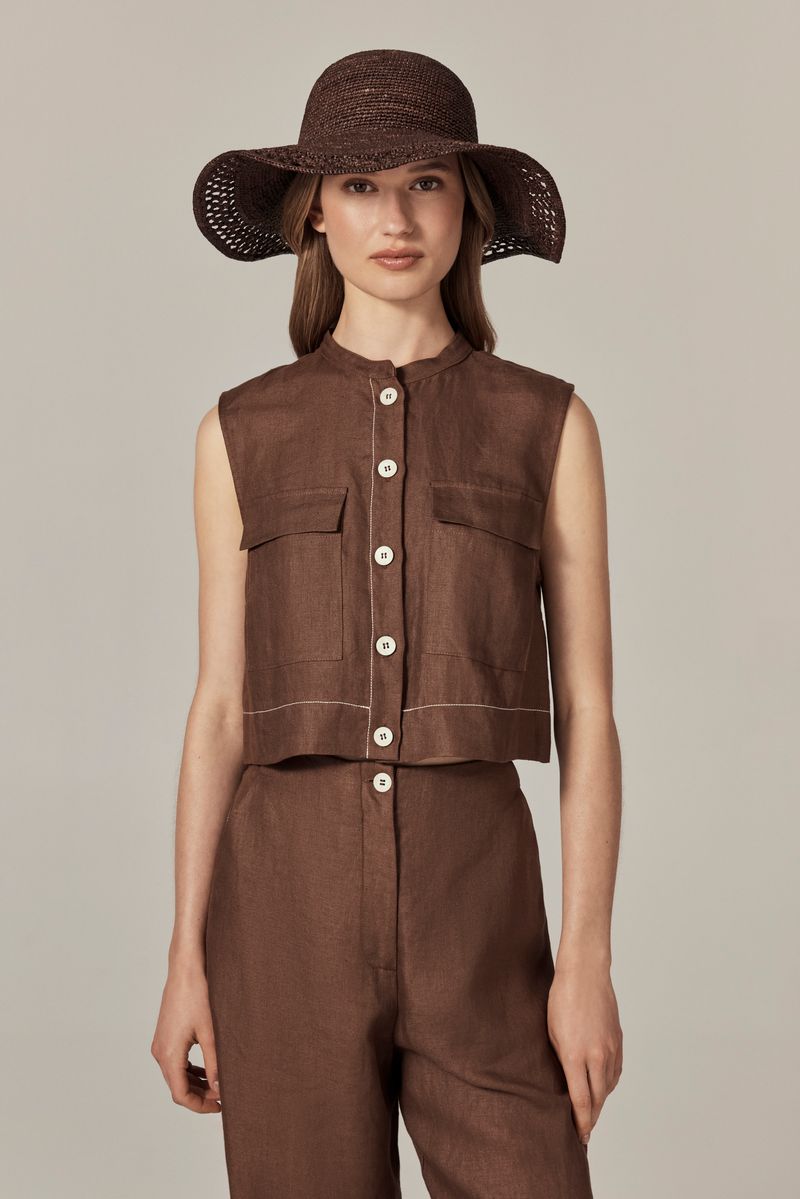 Zuri Raffia Sun Hat Chocolate