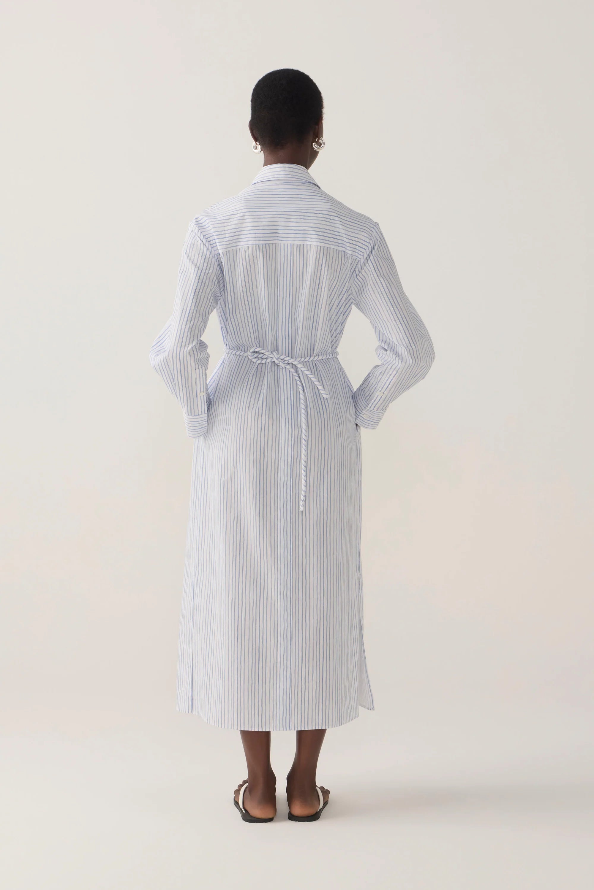 Rumi Dress Blue Double Stripe Poplin