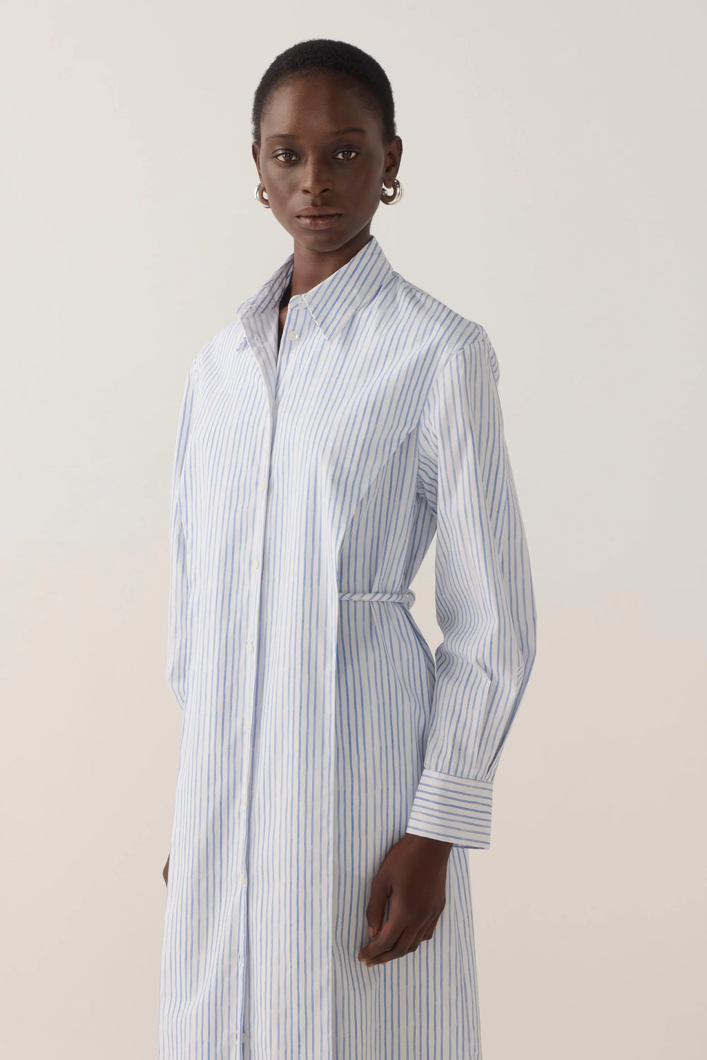 Rumi Dress Blue Double Stripe Poplin