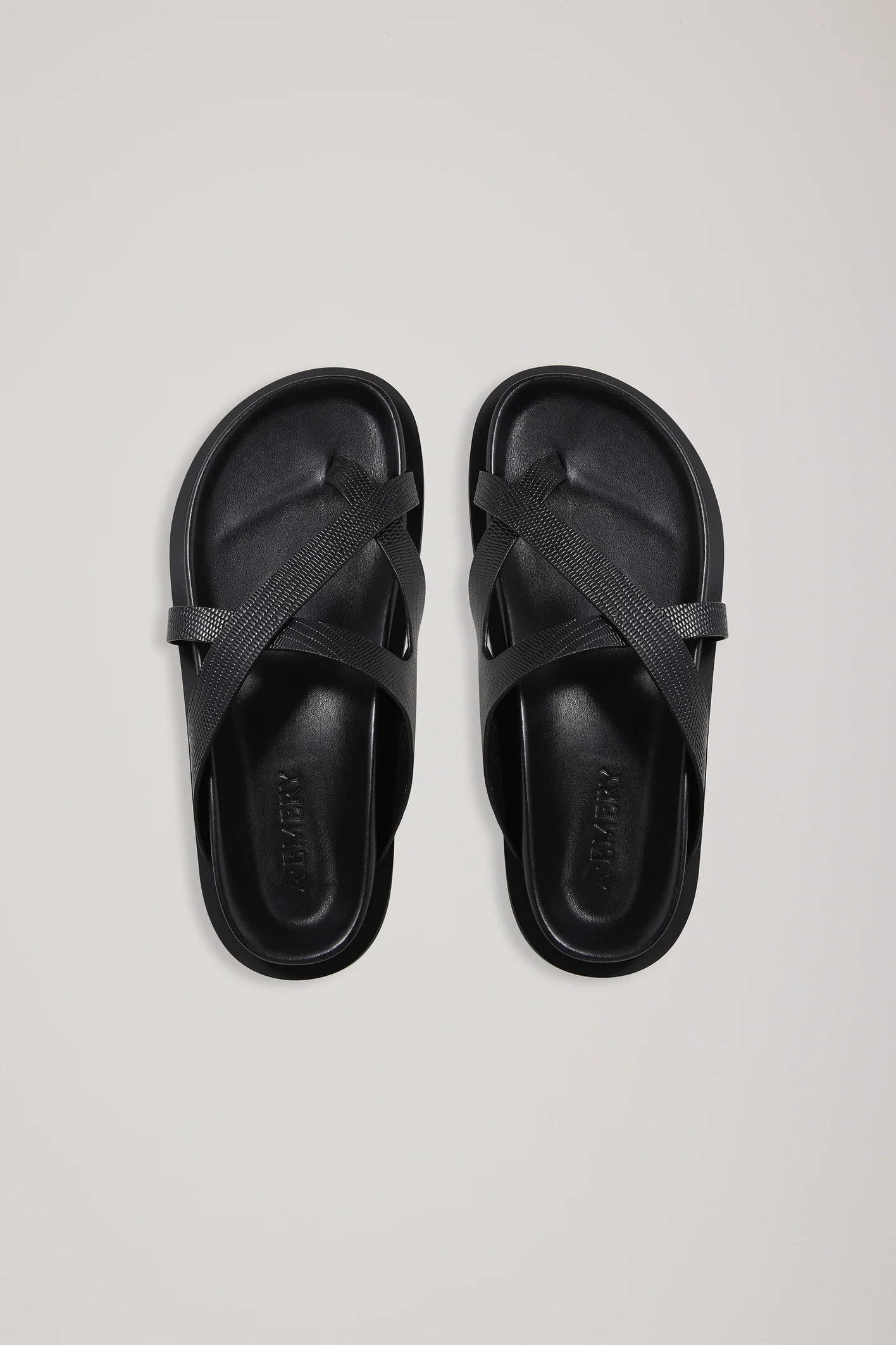 The Claude Sandal - Black Embossed Lizard