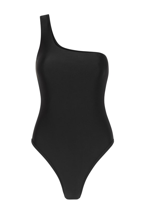 The One Shoulder One Piece Black