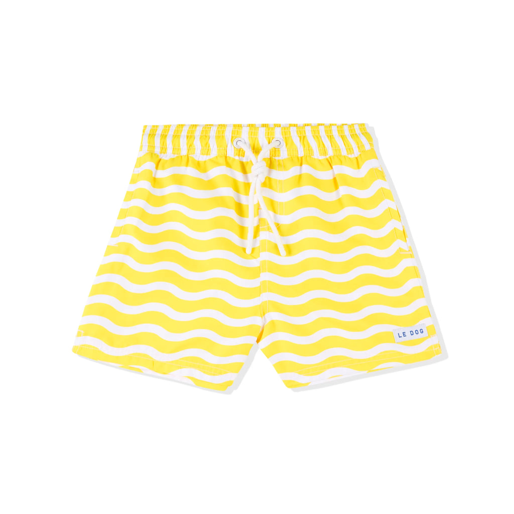 Le Yellow Wavy Kids Boardshorts