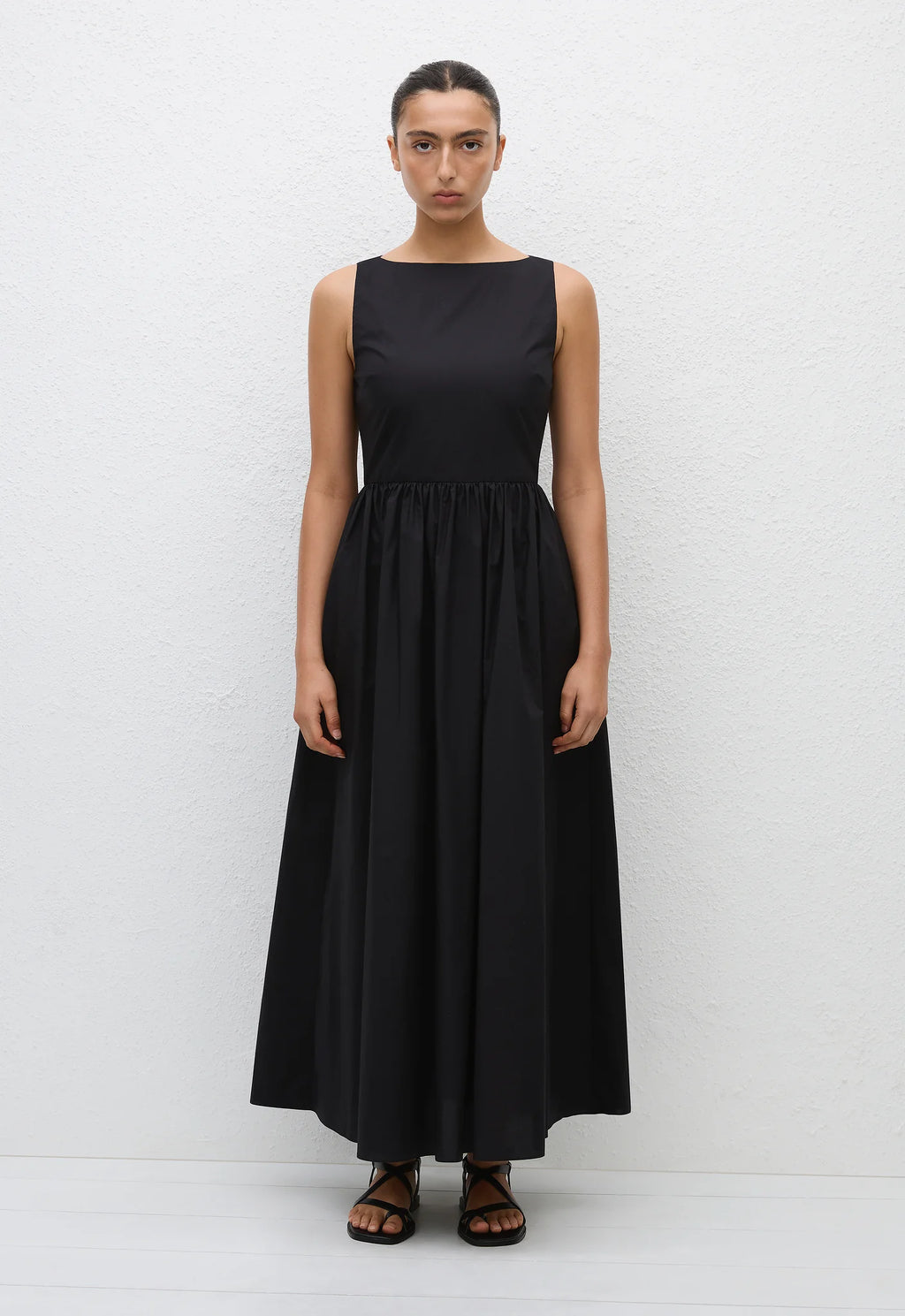 Matteau Tie Back Midi Dress Black | Halcyon Atelier