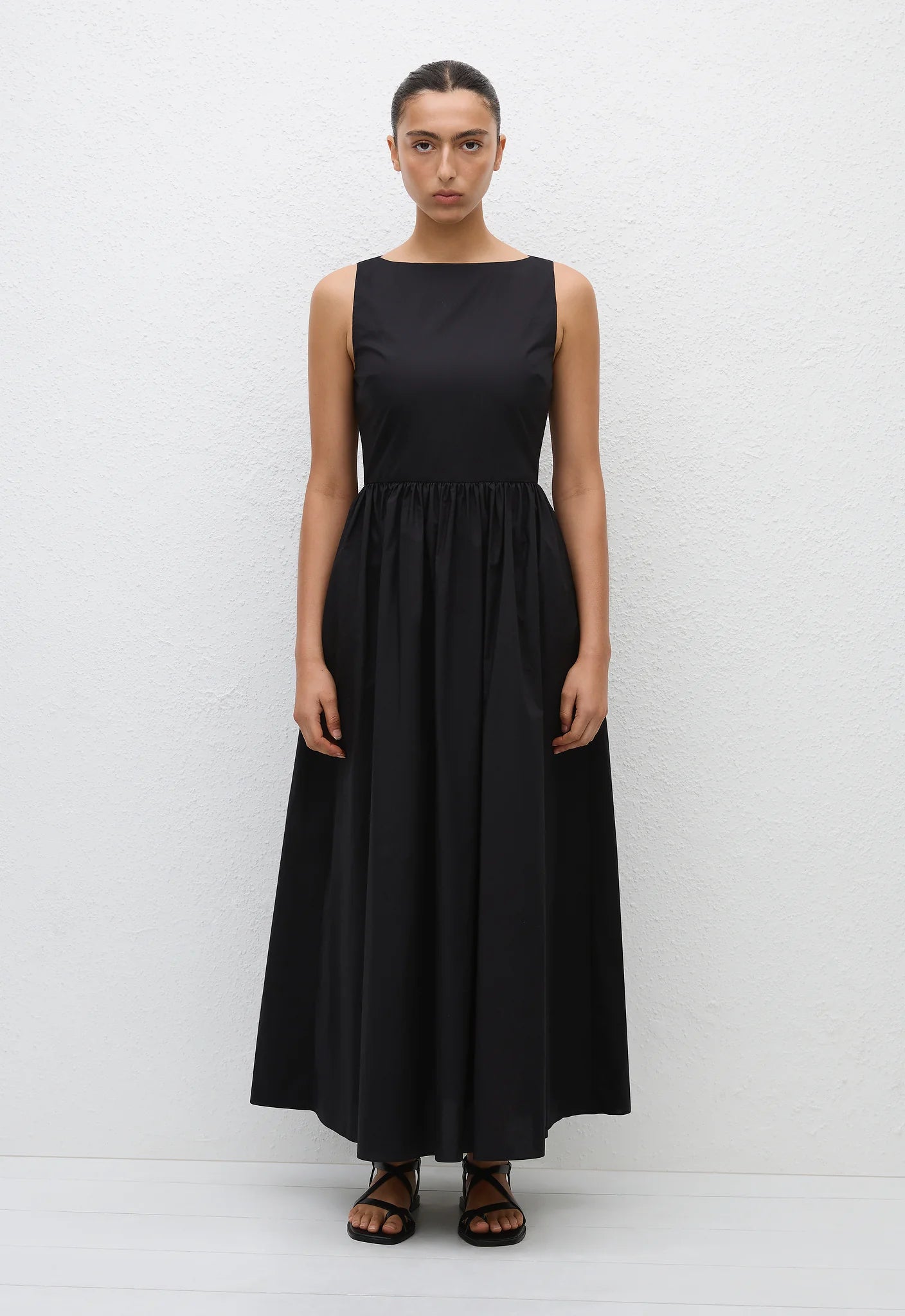 Matteau Tie Back Midi Dress Black | Halcyon Atelier