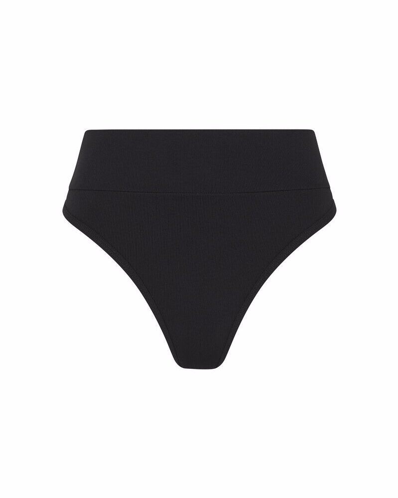 The High Waist Brief Black Rib