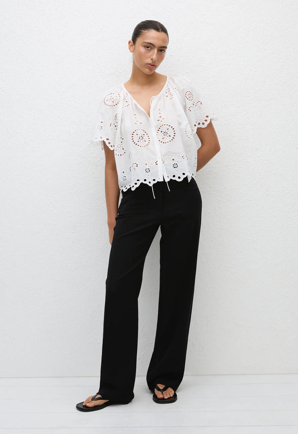Matteau Broderie Blouse White | Halcyon Atelier