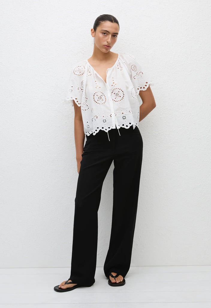 Matteau Broderie Blouse White | Halcyon Atelier