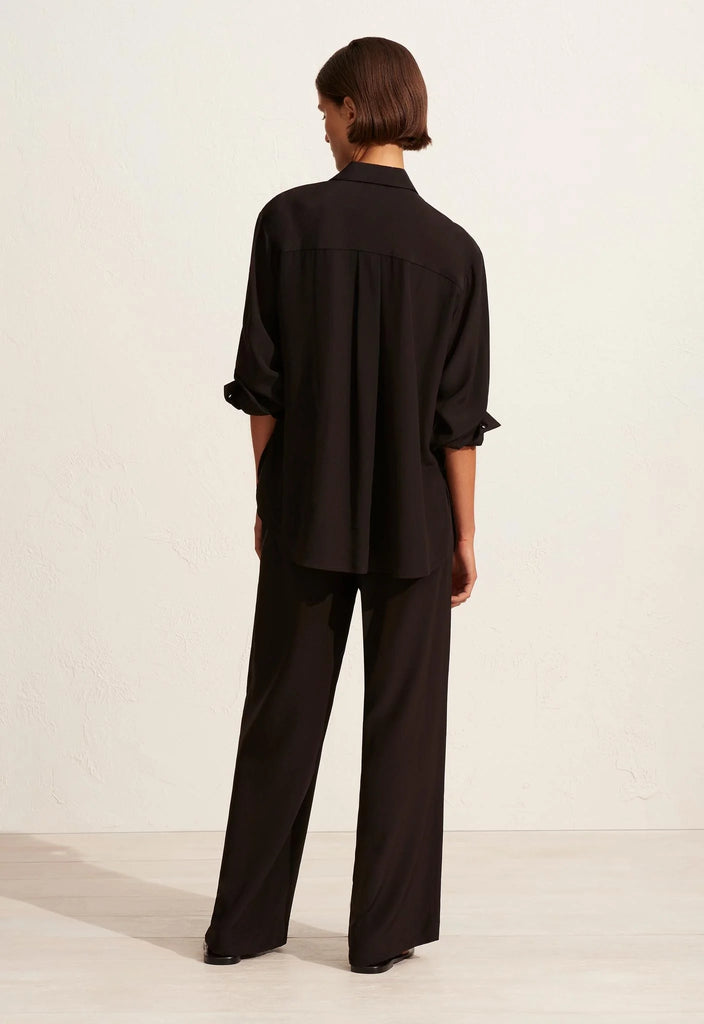 Matteau The Long Sleeve Silk Shirt Black | Halcyon Atelier