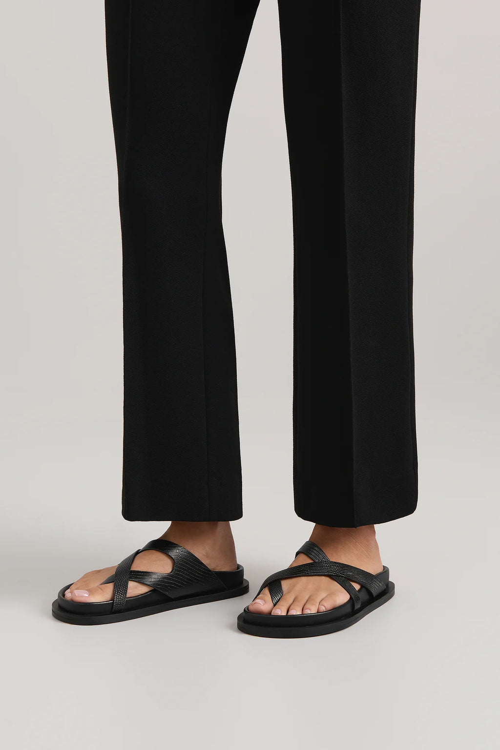 The Claude Sandal - Black Embossed Lizard