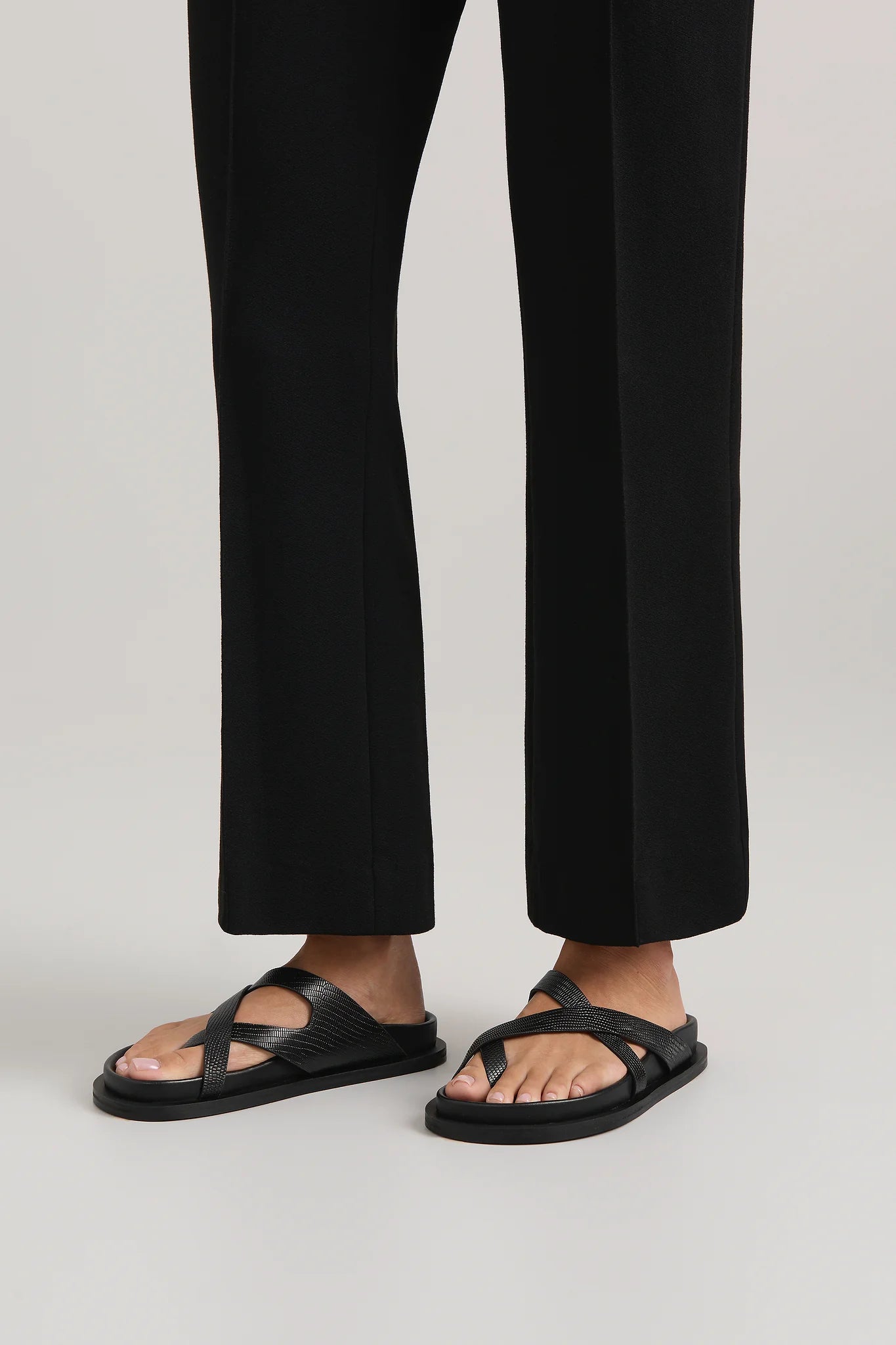 The Claude Sandal - Black Embossed Lizard