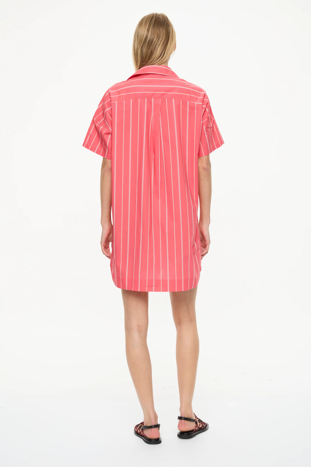 The Chiara Short Sleeve Mini Dress Stripe Watermelon