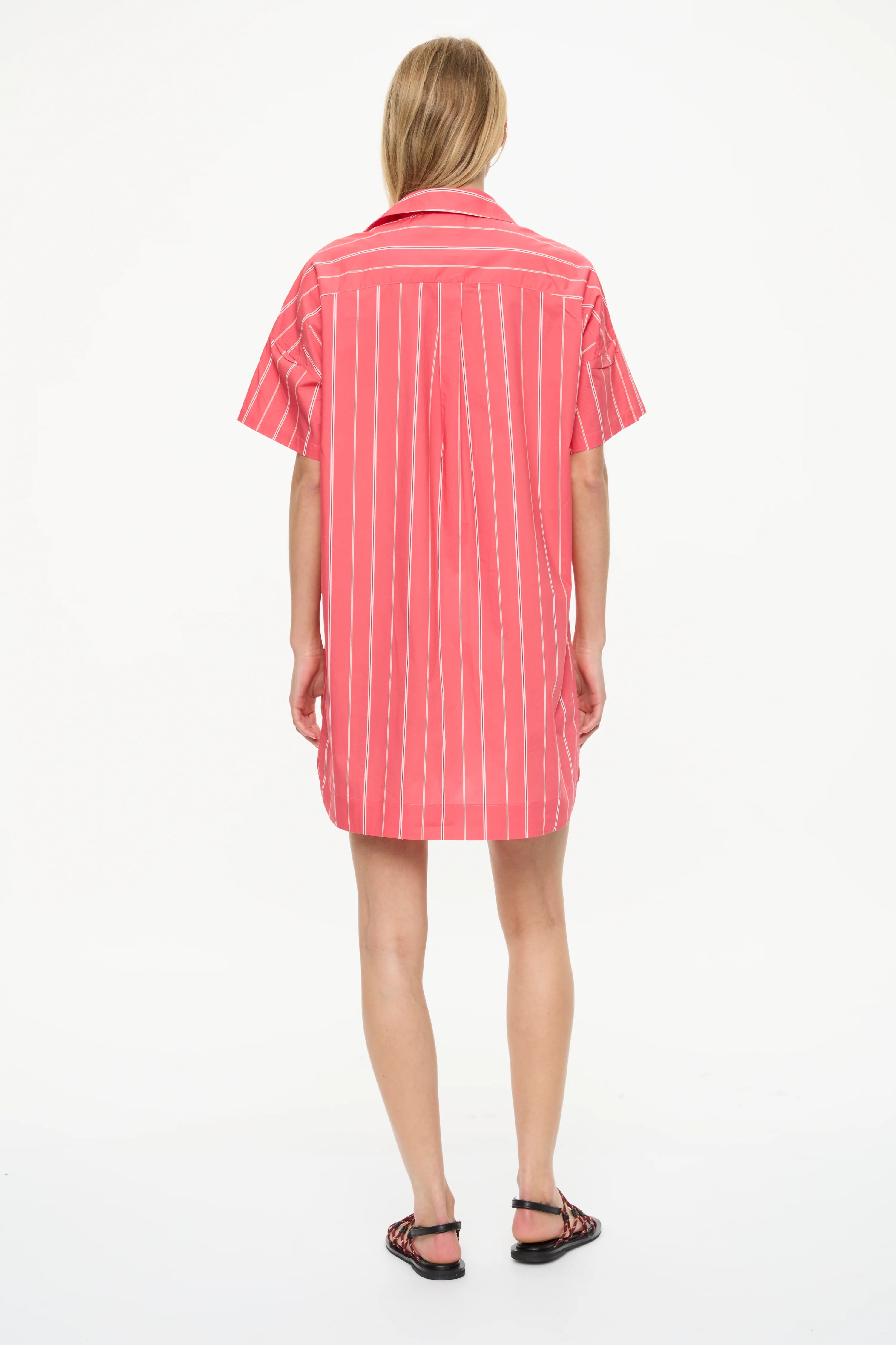 The Chiara Short Sleeve Mini Dress Stripe Watermelon