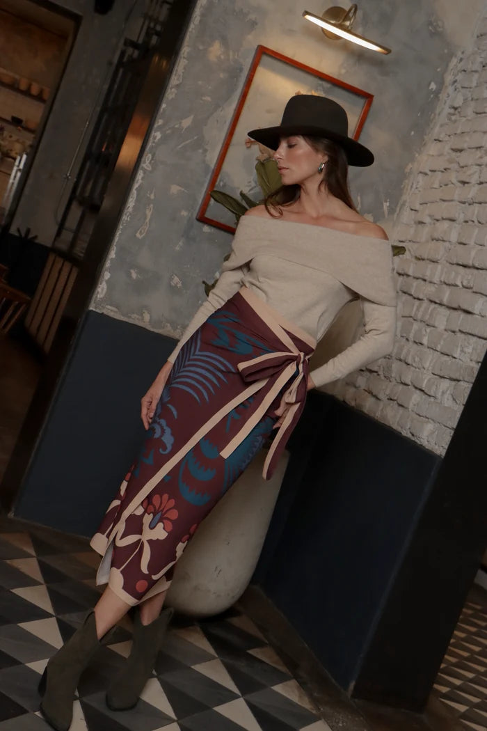 Wrap Dress Lino Eco - Agave Burgundy