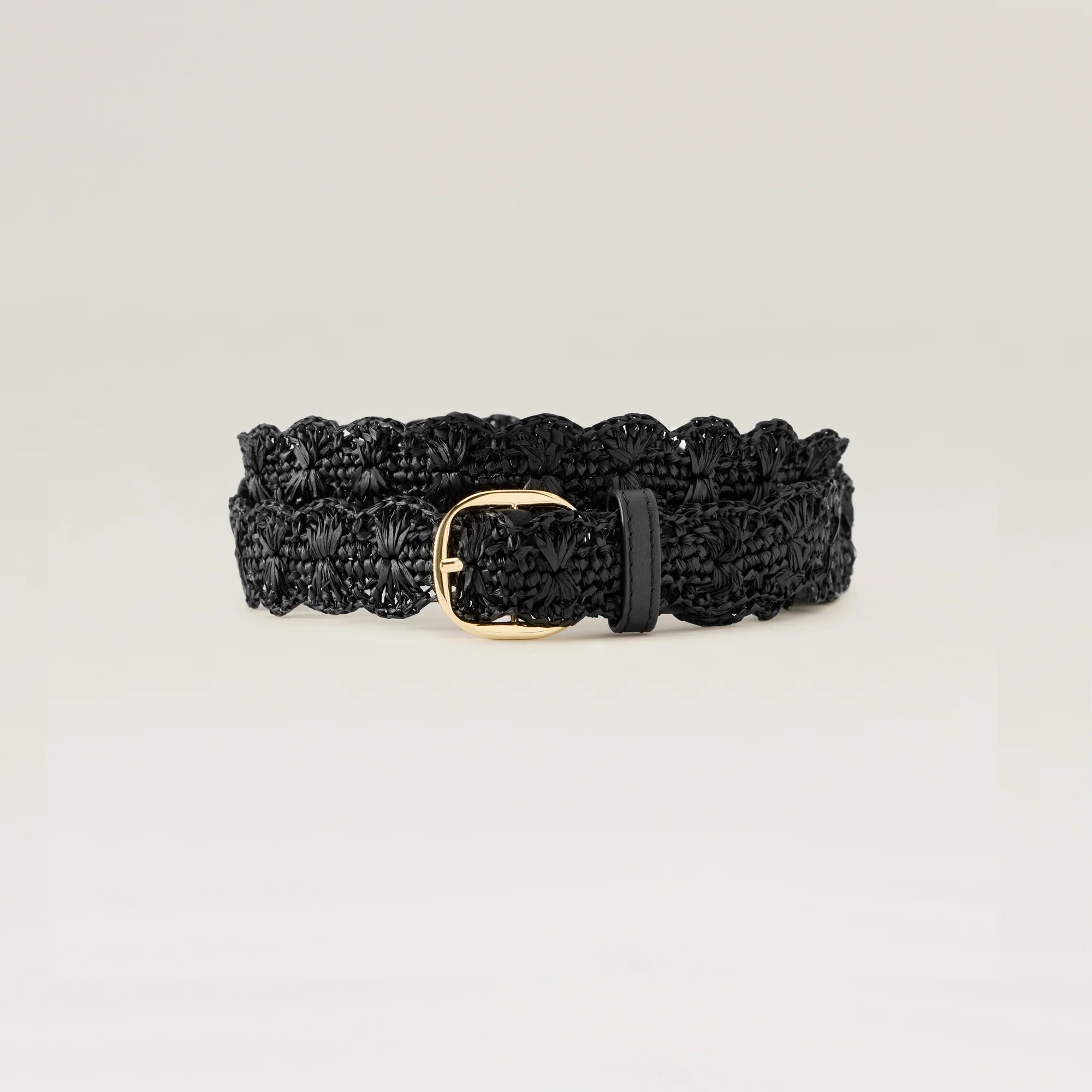 Sara Raffia Crochet Belt Charcoal