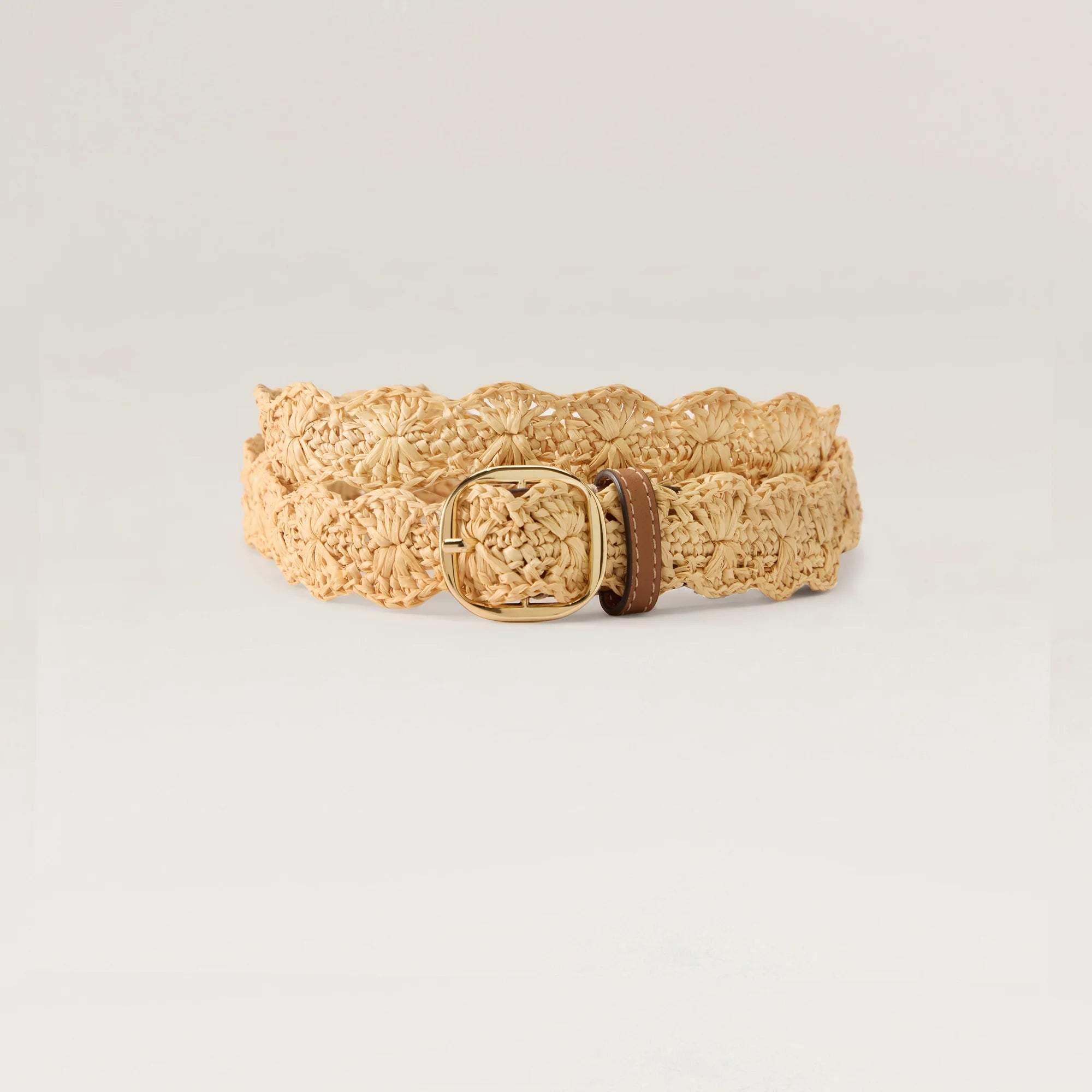 Sara Raffia Crochet Belt Natural