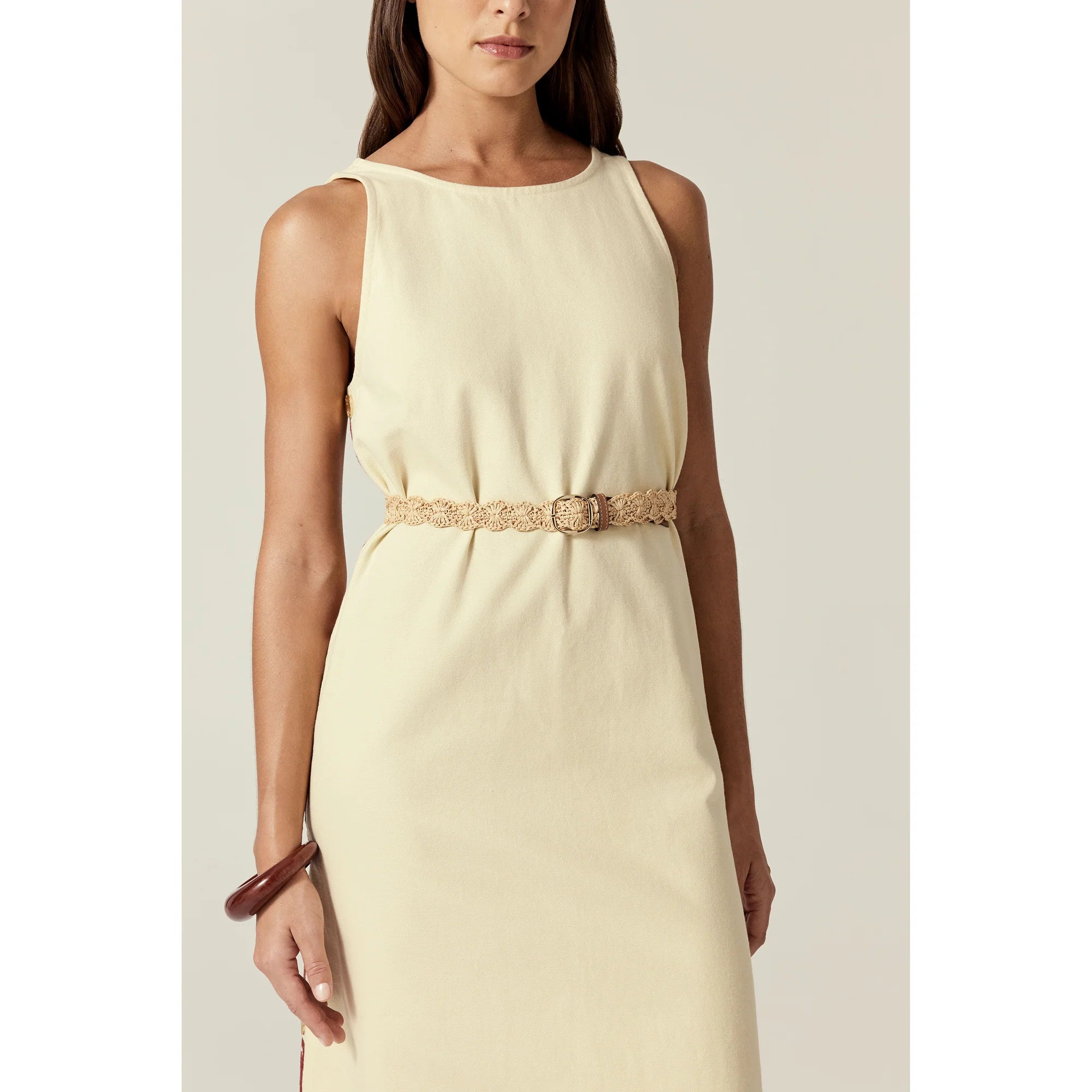 Sara Raffia Crochet Belt Natural