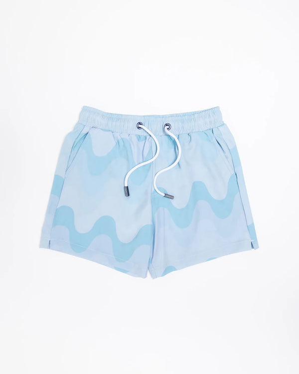 SHARKIES Boys Mint Wave Pattern Swim Shorts | Halcyon Atelier