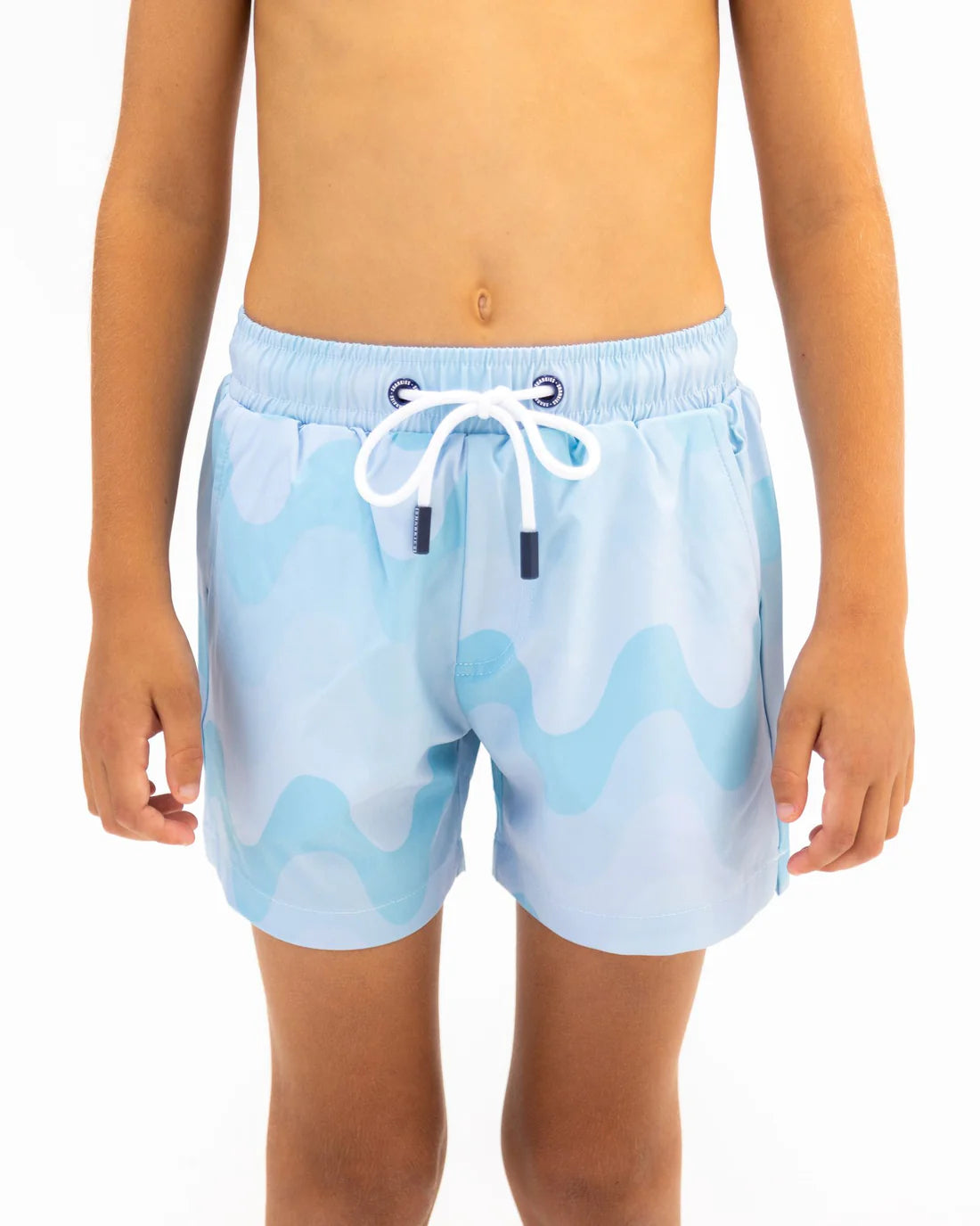 SHARKIES Boys Mint Wave Pattern Swim Shorts | Halcyon Atelier