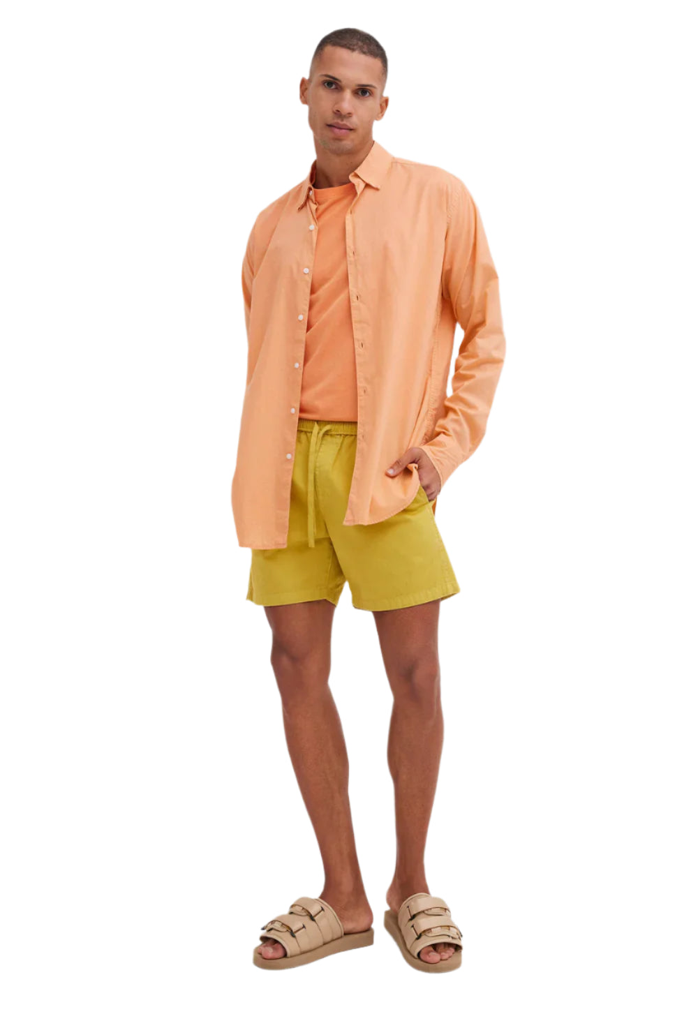 Jac + Jack Folded Collar Shirt Soft Tang | Halcyon Atelier