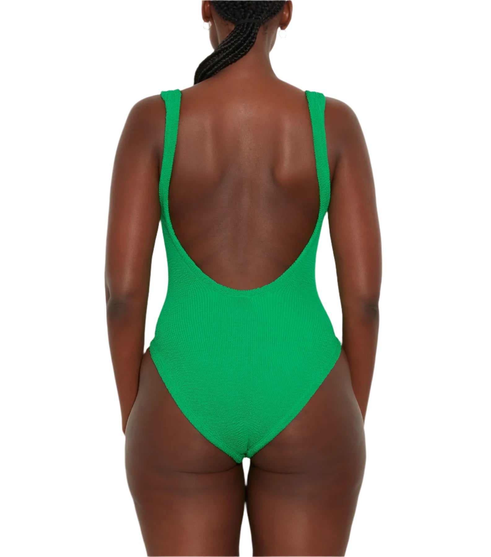 HUNZA G Square Neck Crinkle Swimsuit Emerald | Halcyon Atelier