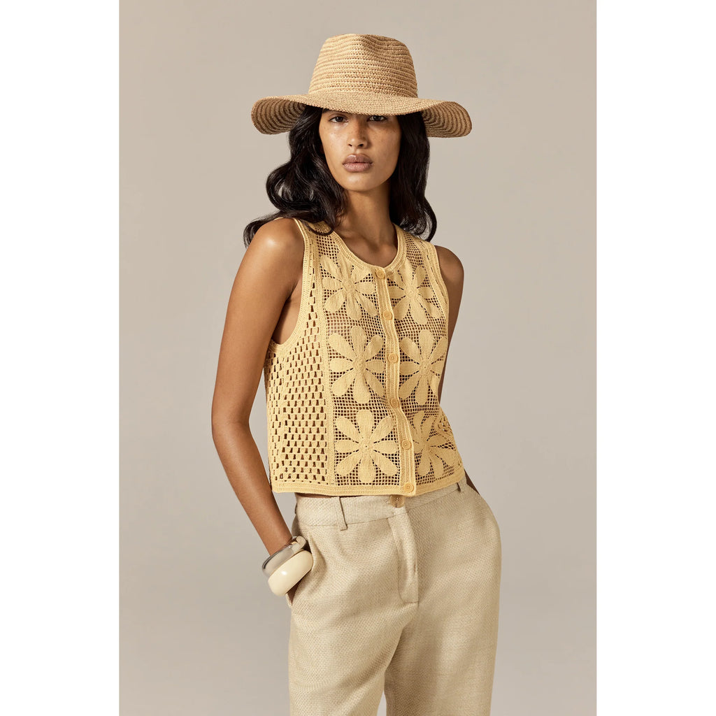 Steevie Raffia Stripe Fedora Natural/Nougat