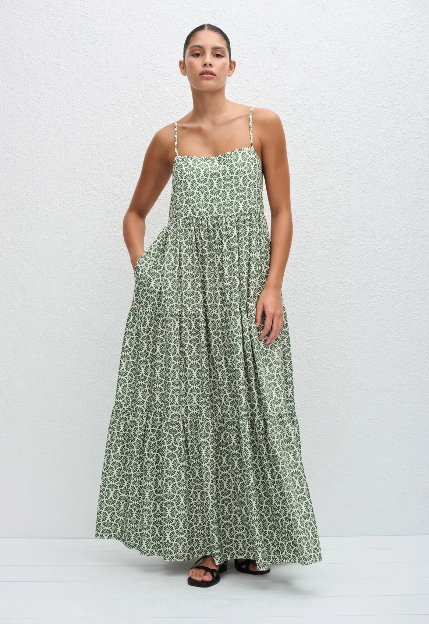 Matteau Tiered Low Back Sundress Vetiver | Halcyon Atelier