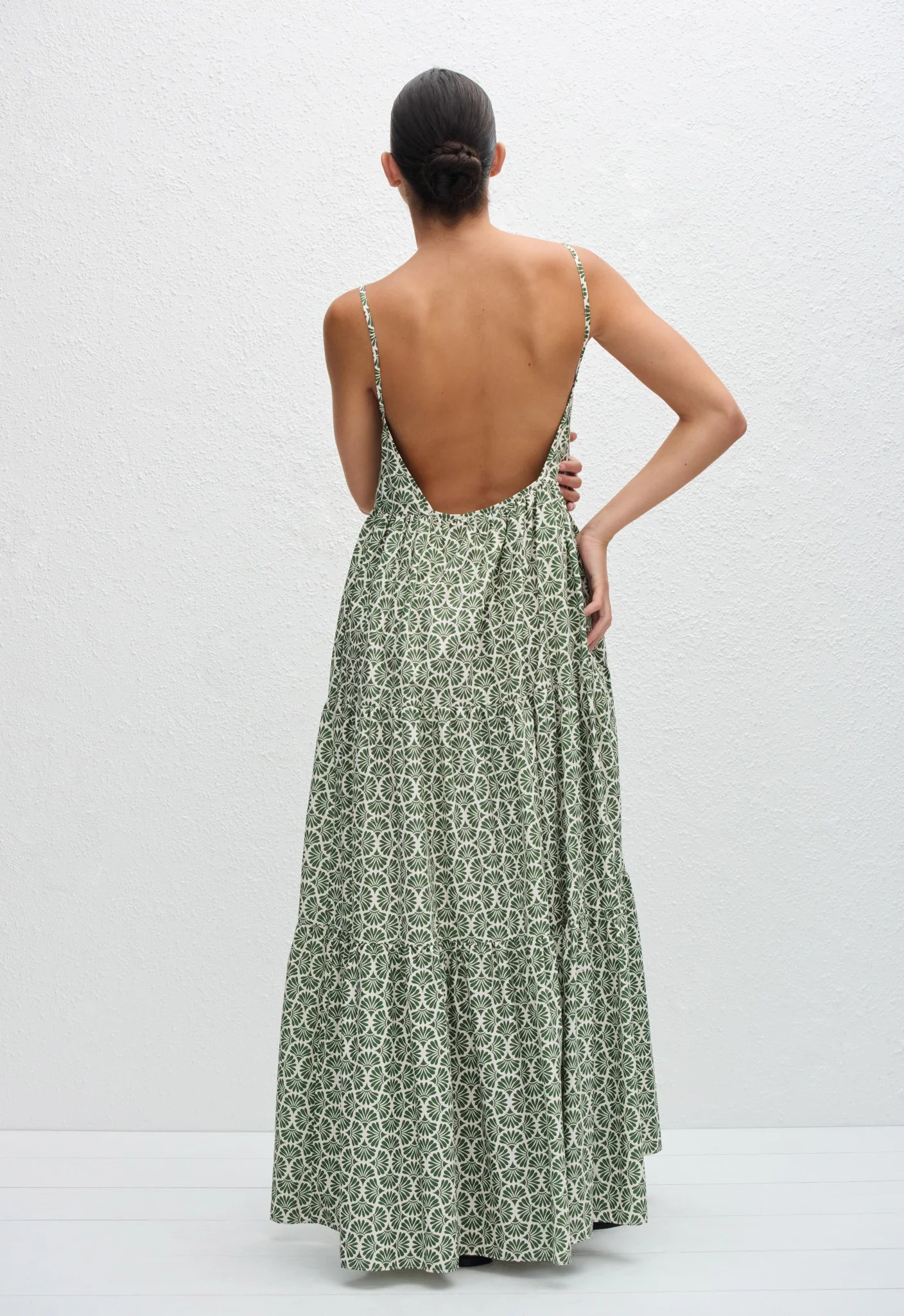 Matteau Tiered Low Back Sundress Vetiver | Halcyon Atelier Matteau Tiered Low Back Sundress Vetiver | Halcyon Atelier