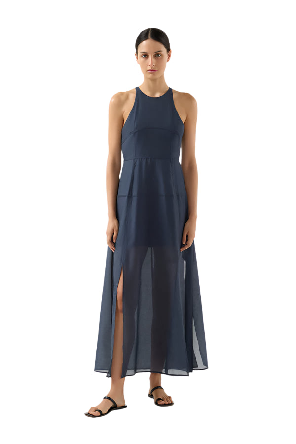 BIRD & KNOLL Tolo Maxi Dress Navy | Halcyon Atelier