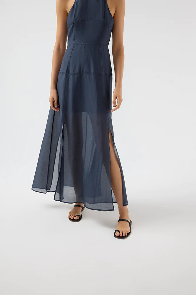 BIRD & KNOLL Tolo Maxi Dress Navy | Halcyon Atelier