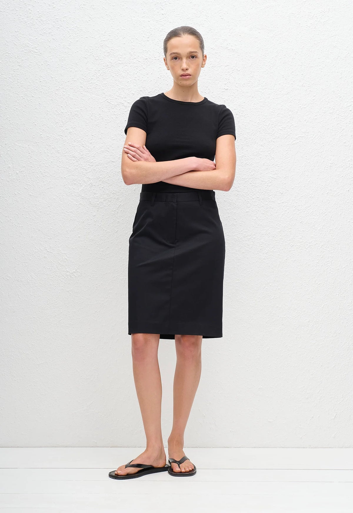 Twill Pencil Skirt Black