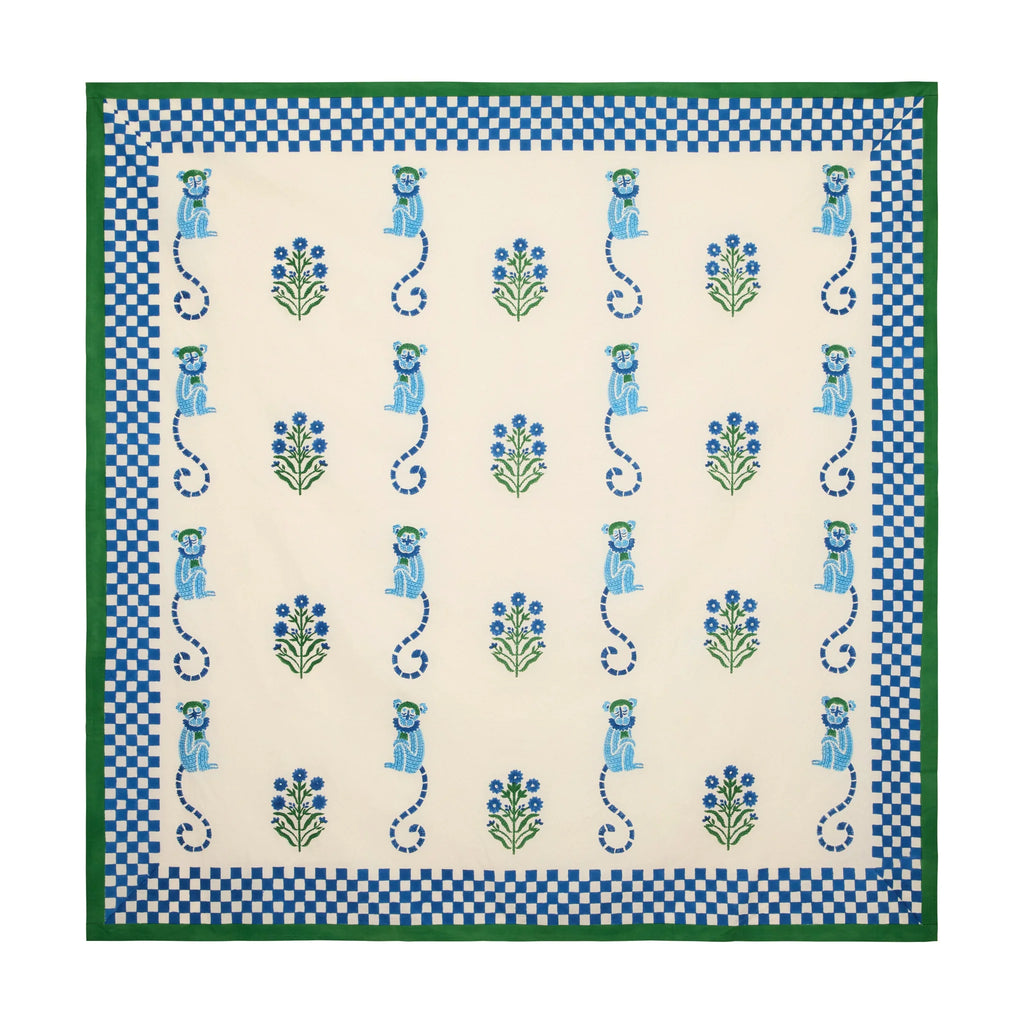 Monkey Blue & Green Tablecloth