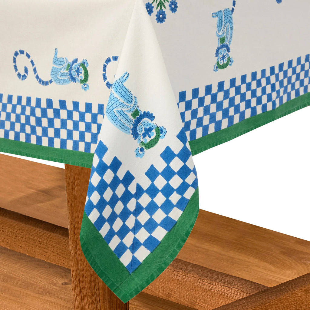 Monkey Blue & Green Tablecloth